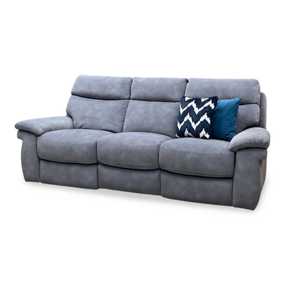 ‘Serene’ SFA-PEY-R12 Elephant Grey Fabric 3 Seater Power Recliner Sofa with Power Headrests and Power Lumbar Furniture Village