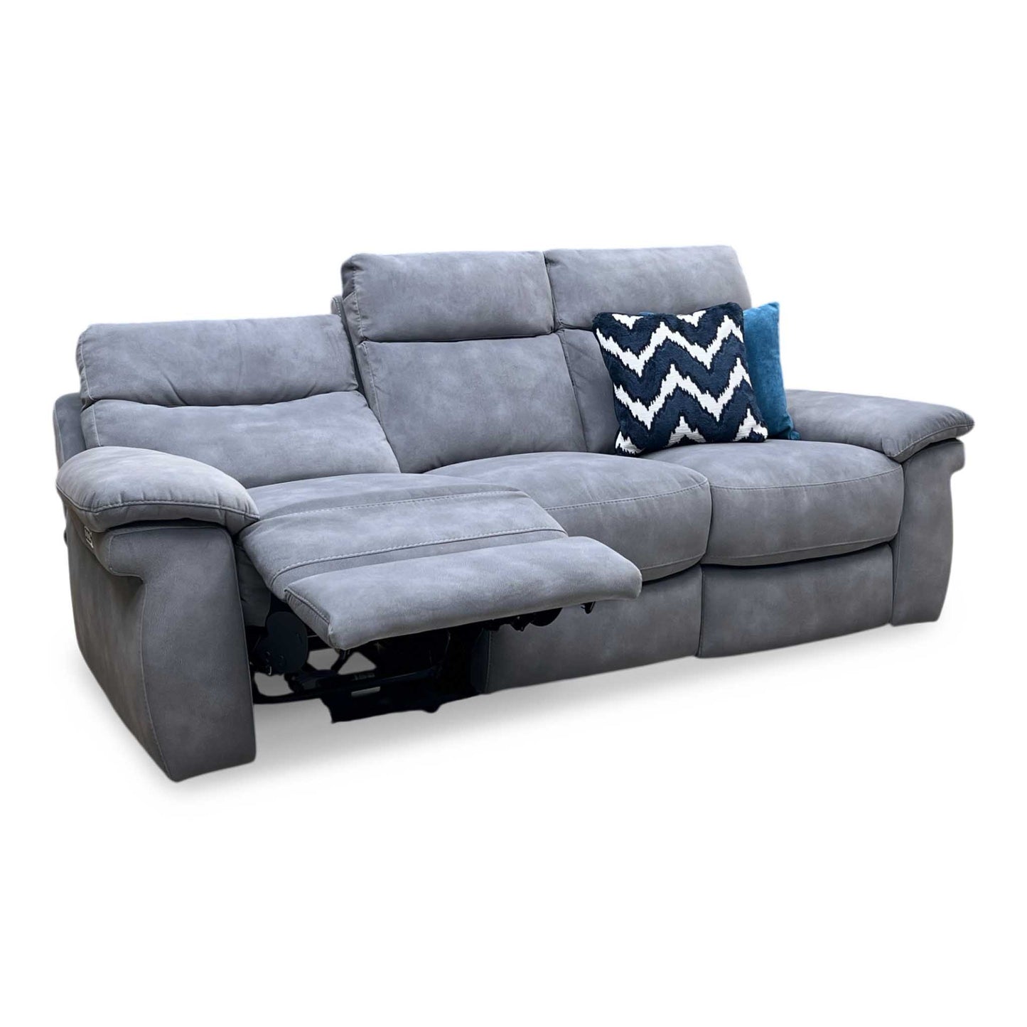 ‘Serene’ SFA-PEY-R12 Elephant Grey Fabric 3 Seater Power Recliner Sofa with Power Headrests and Power Lumbar Furniture Village