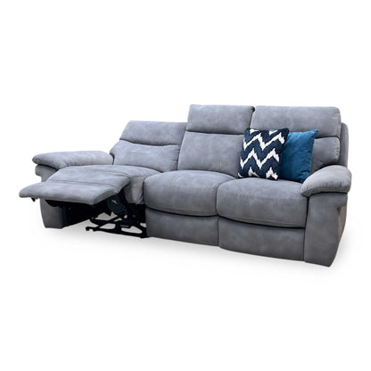‘Serene’ SFA-PEY-R12 Elephant Grey Fabric 3 Seater Power Recliner Sofa with Power Headrests and Power Lumbar Furniture Village