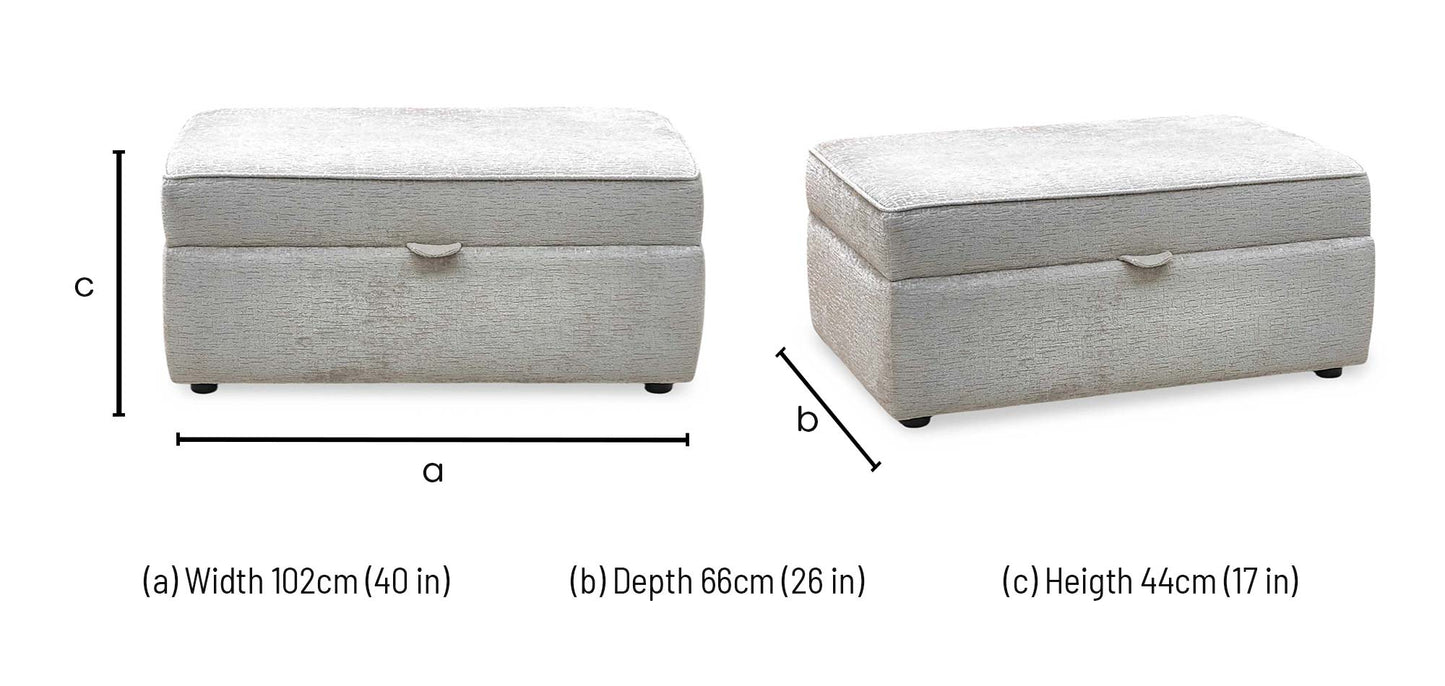‘Sasha’ Alexandra Truffle Fabric Large Storage Footstool Furniture Village