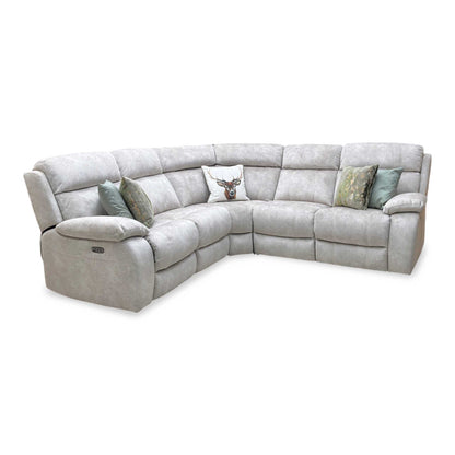 ‘Moreno’ Bfa-Bnn-R26 Cream Fabric Large Power Recliner Corner Sofa with Armless power unit Furniture Village