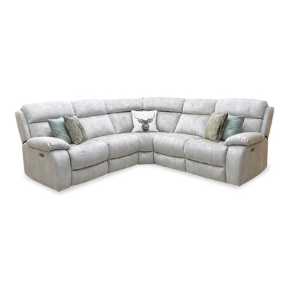 ‘Moreno’ Bfa-Bnn-R26 Cream Fabric Large Power Recliner Corner Sofa with Armless power unit Furniture Village