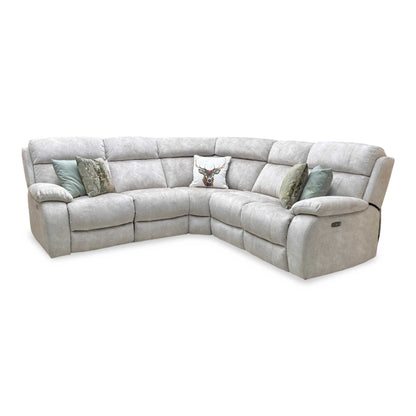 ‘Moreno’ Bfa-Bnn-R26 Cream Fabric Large Power Recliner Corner Sofa with Armless power unit Furniture Village