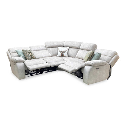 ‘Moreno’ Bfa-Bnn-R26 Cream Fabric Large Power Recliner Corner Sofa with Armless power unit Furniture Village