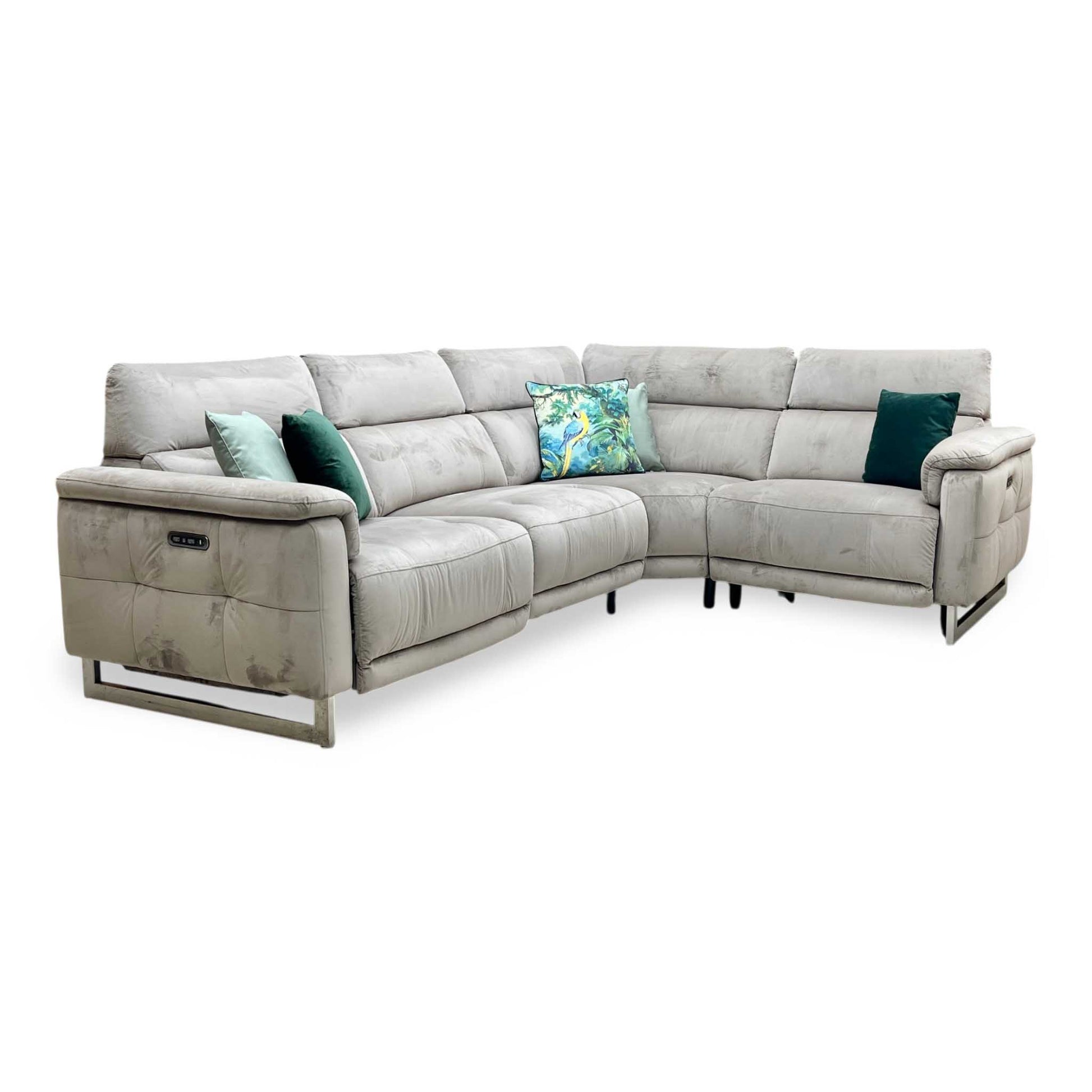 ‘Moet’ 51014 Opulence Cedar Fabric Power Recliner Corner Sofa with Telescopic Headrests Furniture Village