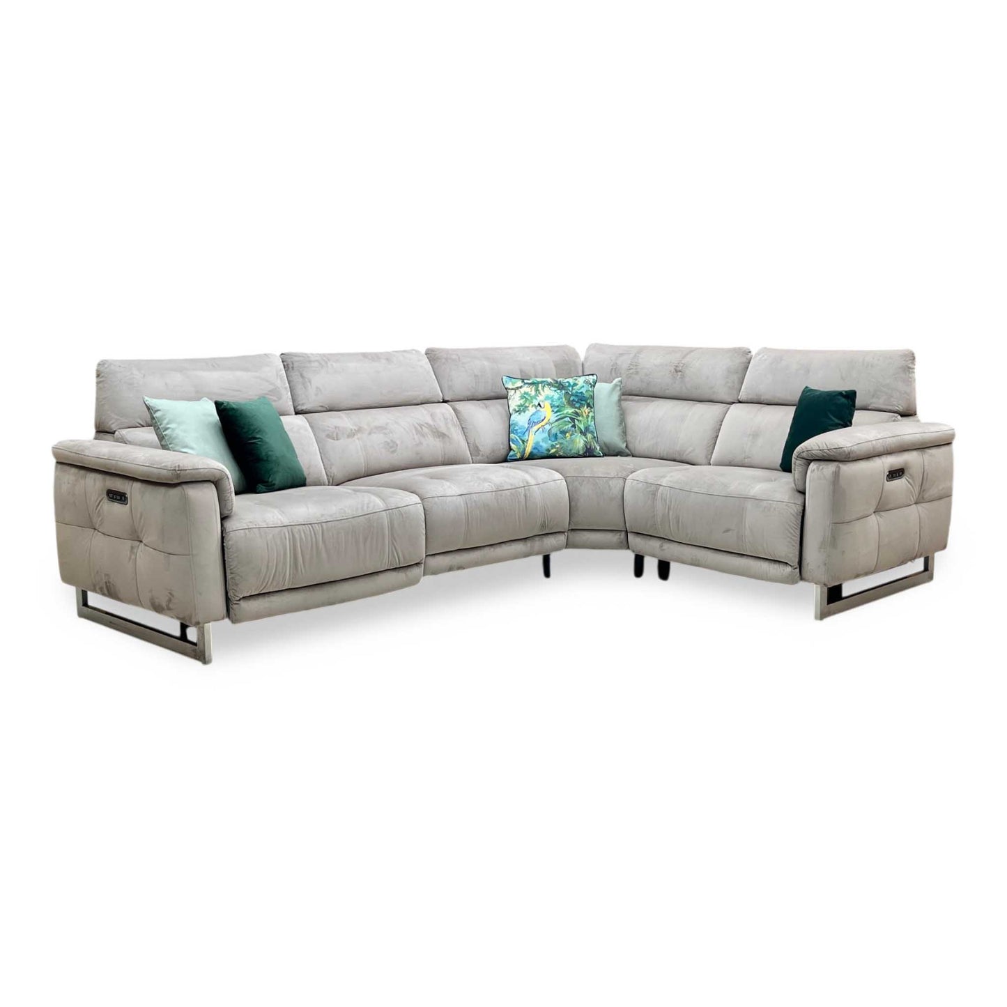 ‘Moet’ 51014 Opulence Cedar Fabric Power Recliner Corner Sofa with Telescopic Headrests Furniture Village