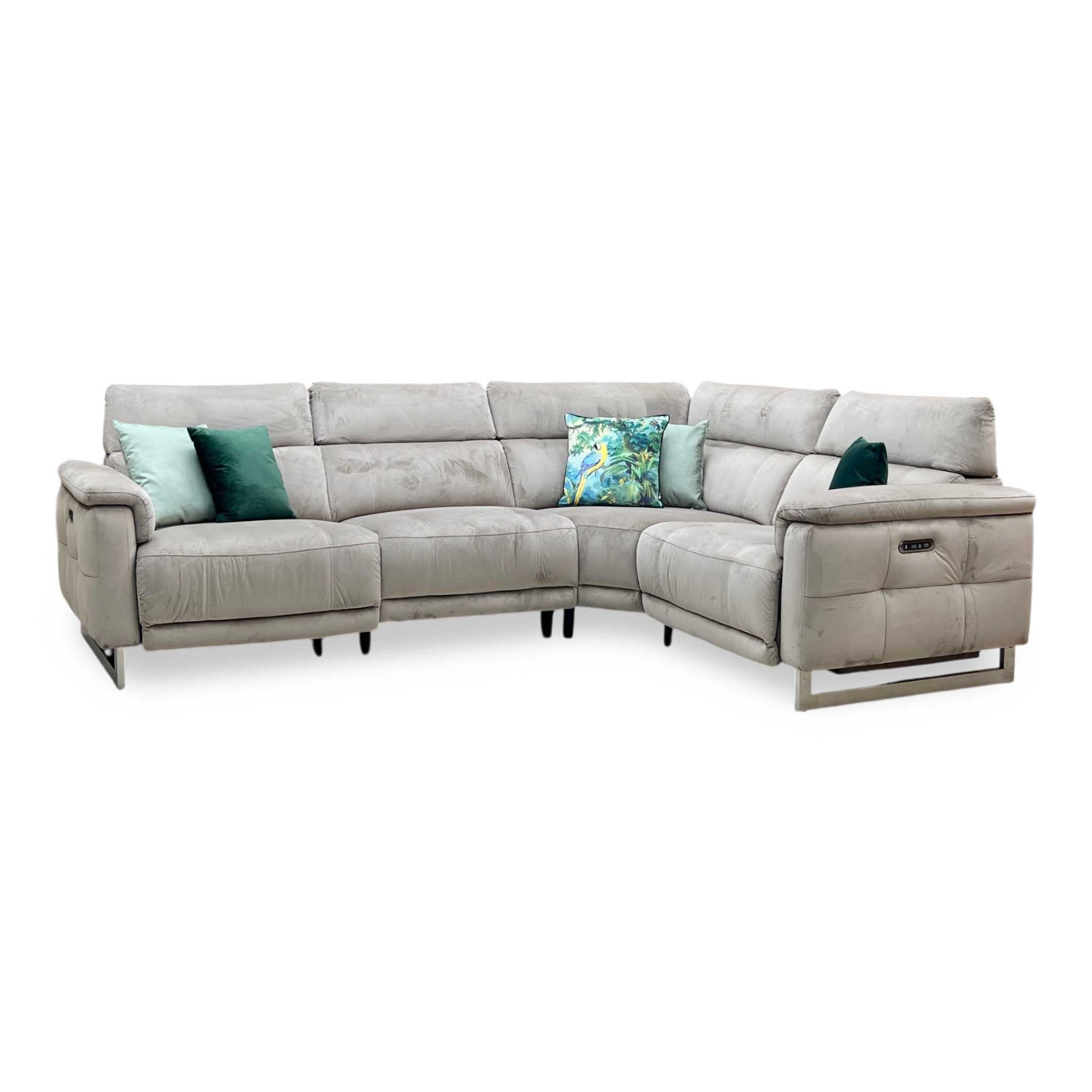 ‘Moet’ 51014 Opulence Cedar Fabric Power Recliner Corner Sofa with Telescopic Headrests Furniture Village