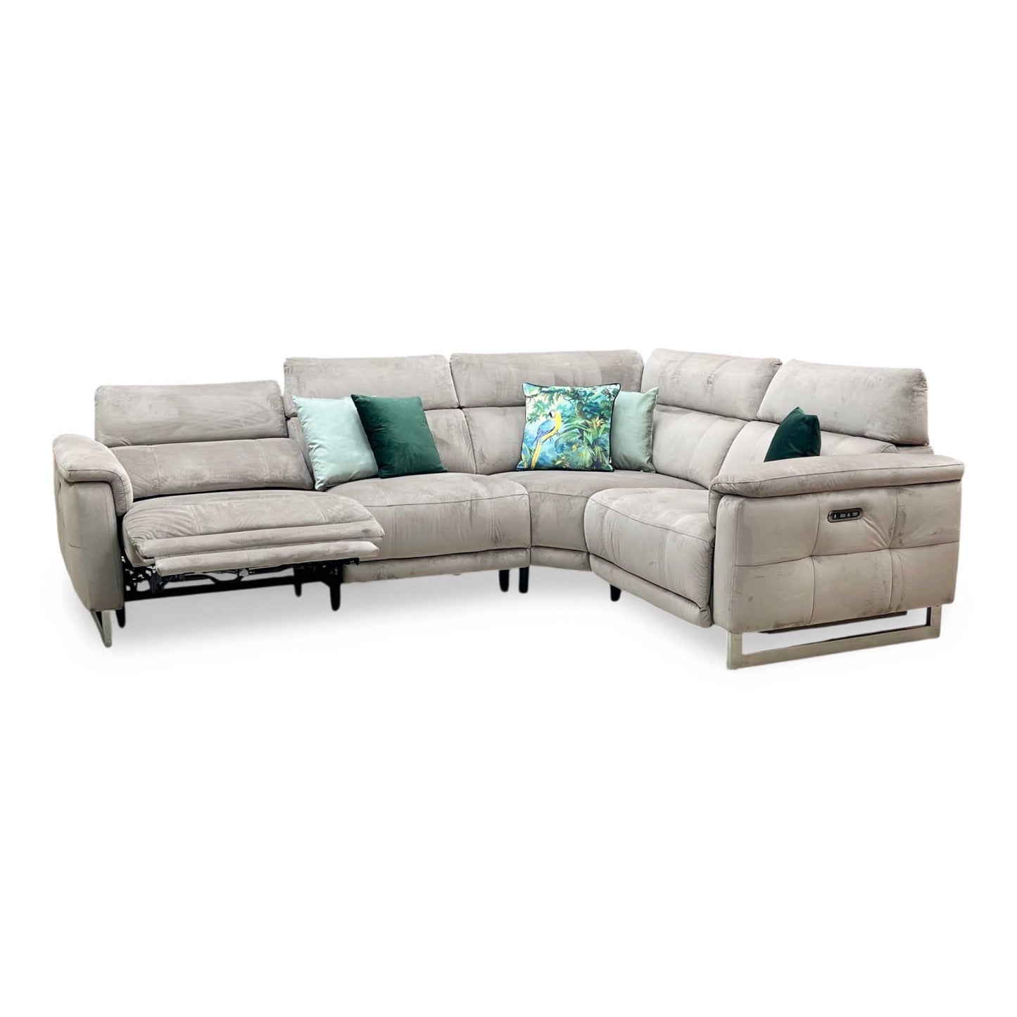 ‘Moet’ 51014 Opulence Cedar Fabric Power Recliner Corner Sofa with Telescopic Headrests Furniture Village