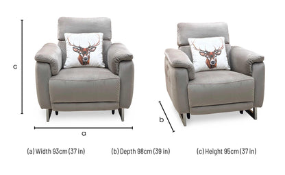 ‘Moet’ 51014 Opulence Cedar Fabric Power Recliner Chair with Telescopic Headrests Furniture Village