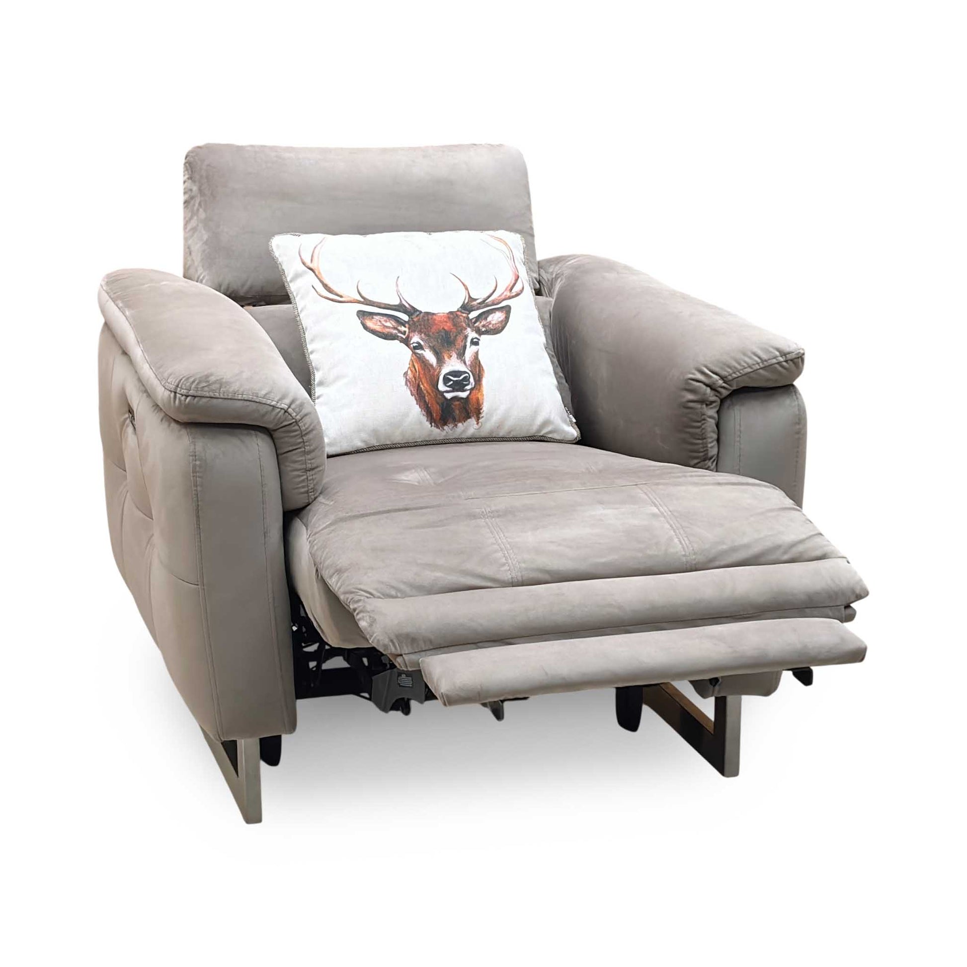‘Moet’ 51014 Opulence Cedar Fabric Power Recliner Chair with Telescopic Headrests Furniture Village