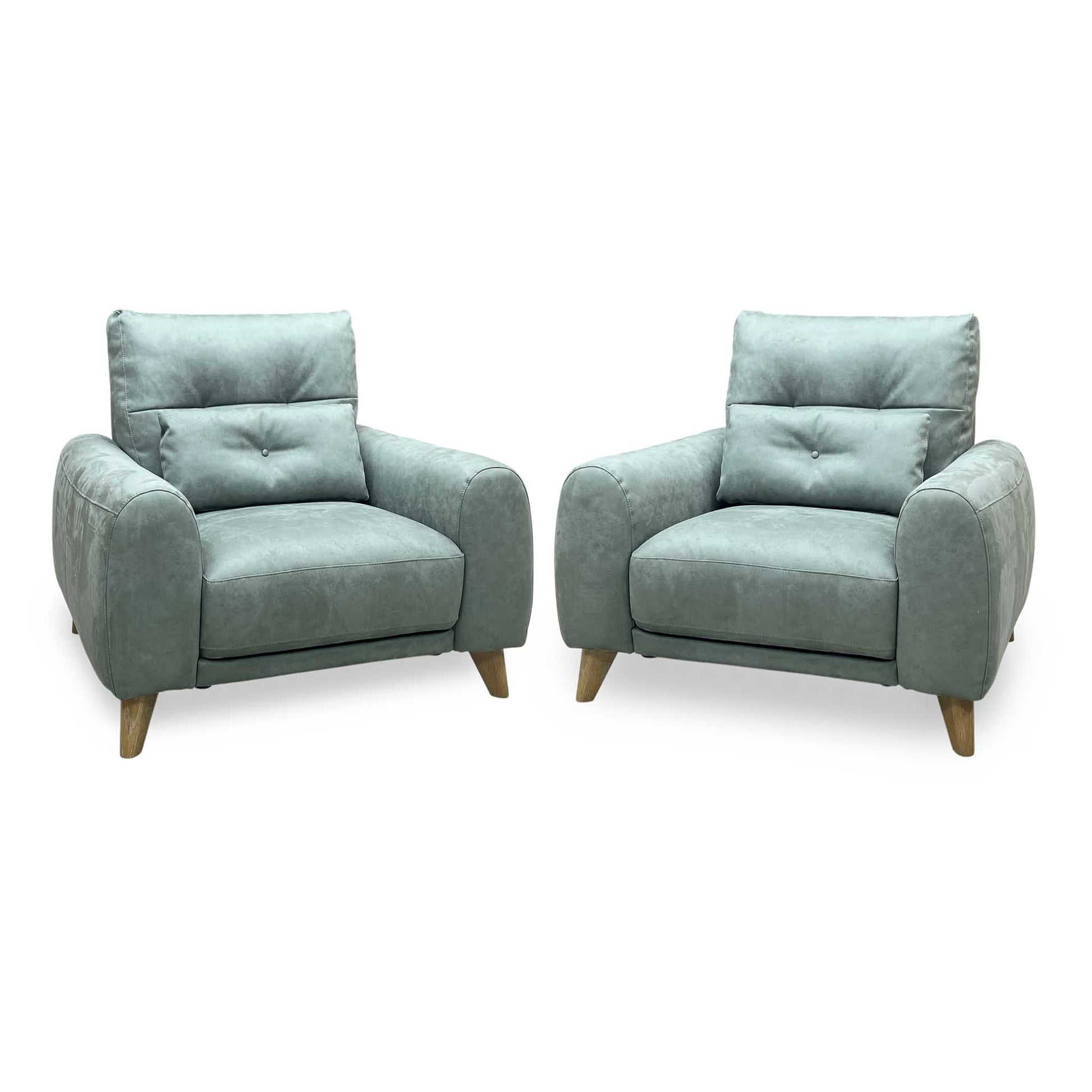 ‘Malmo’ Bfa-Ori-R12 Olive Green Suede Fabric Armchairs - Set of 2 Furniture Village