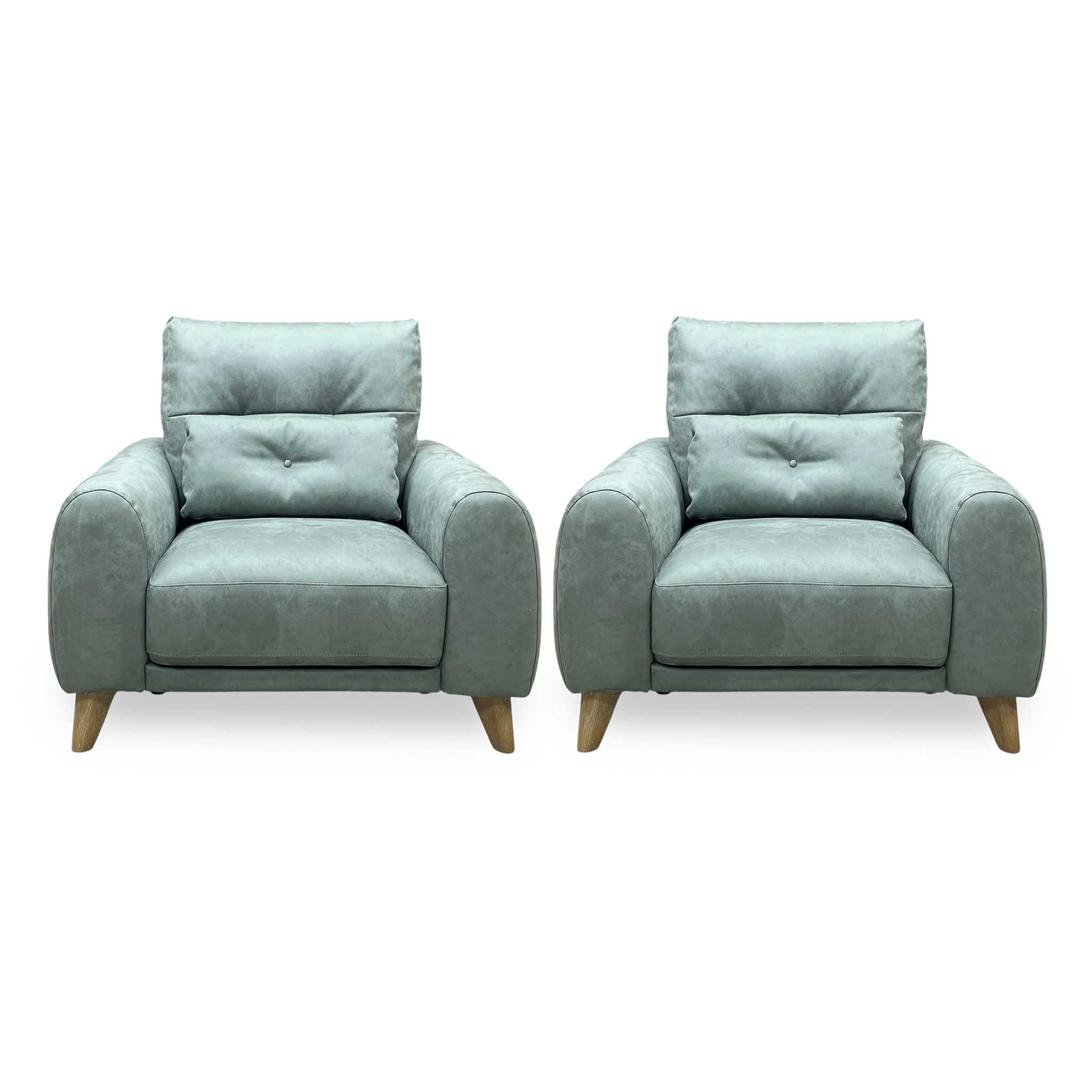 ‘Malmo’ Bfa-Ori-R12 Olive Green Suede Fabric Armchairs - Set of 2 Furniture Village