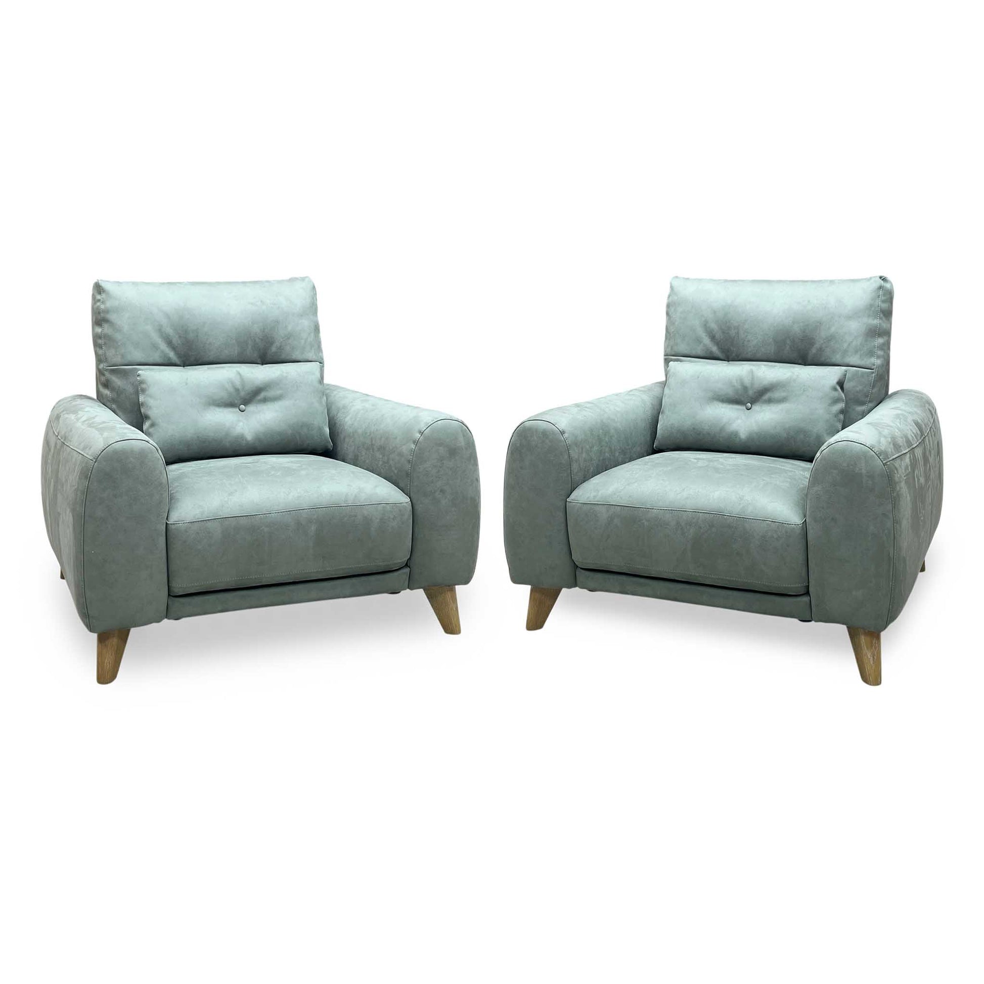 ‘Malmo’ Bfa-Ori-R12 Olive Green Suede Fabric Armchairs - Set of 2 Furniture Village