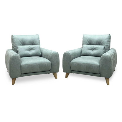 ‘Malmo’ Bfa-Ori-R12 Olive Green Suede Fabric Armchairs - Set of 2 Furniture Village
