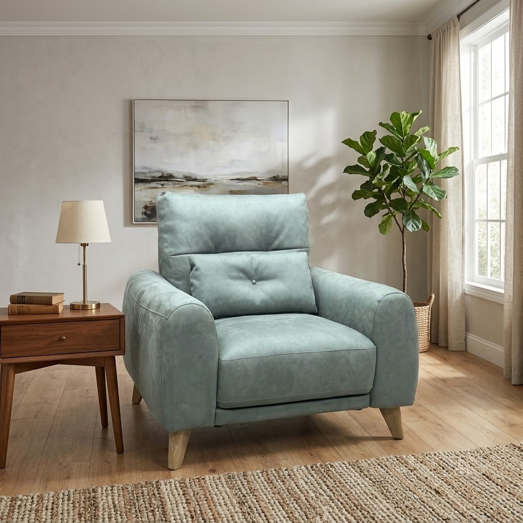 ‘Malmo’ Bfa-Ori-R12 Olive Green Suede Fabric Armchair Furniture Village
