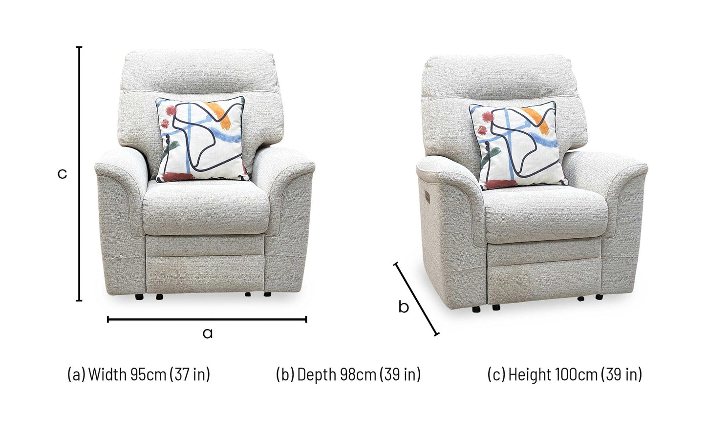 Parker Knoll ‘Hudson 23’ Caledonian Stone 001300-0055 Fabric Power Recliner Chair with Power Headrest and Power Lumbar Furniture Village
