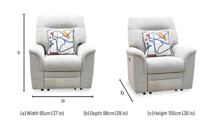 Parker Knoll ‘Hudson 23’ Caledonian Stone 001300-0055 Fabric Power Recliner Chair with Power Headrest and Power Lumbar Furniture Village
