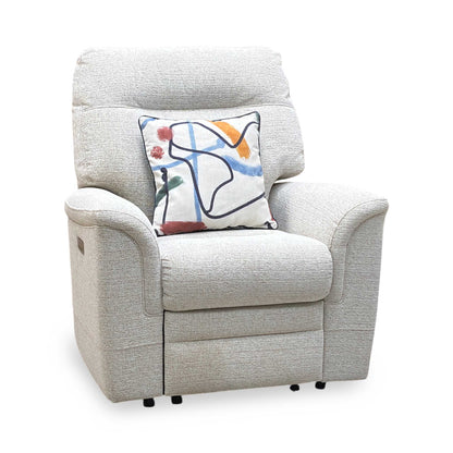 Parker Knoll ‘Hudson 23’ Caledonian Stone 001300-0055 Fabric Power Recliner Chair with Power Headrest and Power Lumbar Furniture Village
