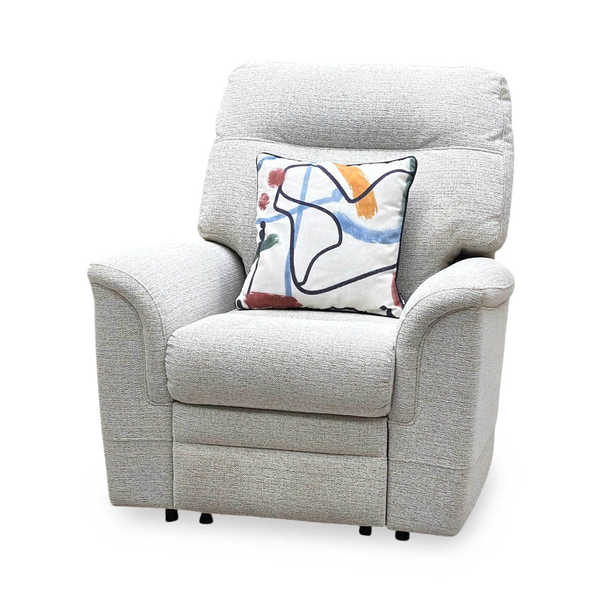 Parker Knoll ‘Hudson 23’ Caledonian Stone 001300-0055 Fabric Power Recliner Chair with Power Headrest and Power Lumbar Furniture Village
