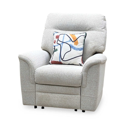 Parker Knoll ‘Hudson 23’ Caledonian Stone 001300-0055 Fabric Power Recliner Chair with Power Headrest and Power Lumbar Furniture Village