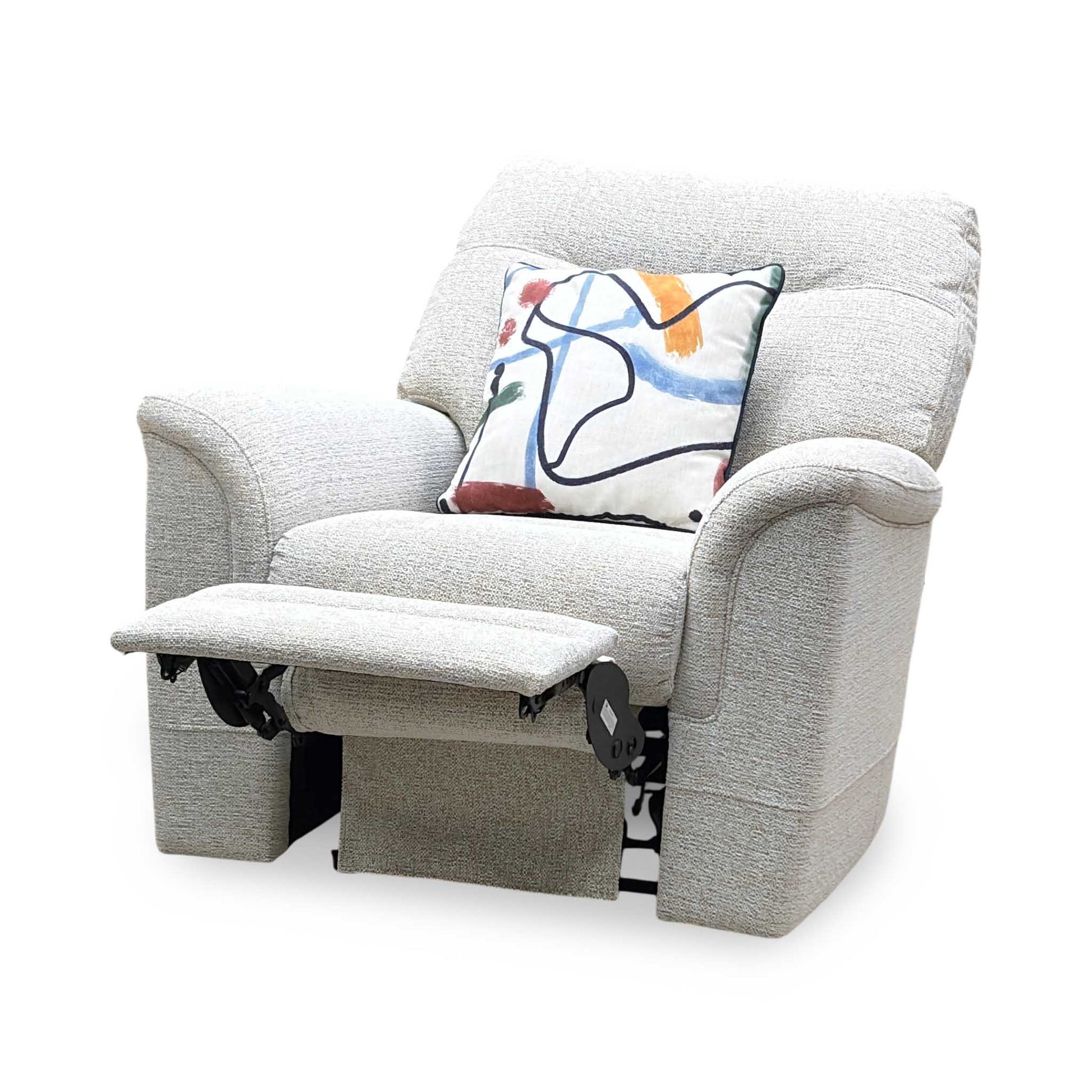 Parker Knoll ‘Hudson 23’ Caledonian Stone 001300-0055 Fabric Power Recliner Chair with Power Headrest and Power Lumbar Furniture Village