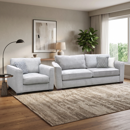 'Elora’ Warm Grey Fabric Set - 4 Seater + Large Armchair Sofa Set