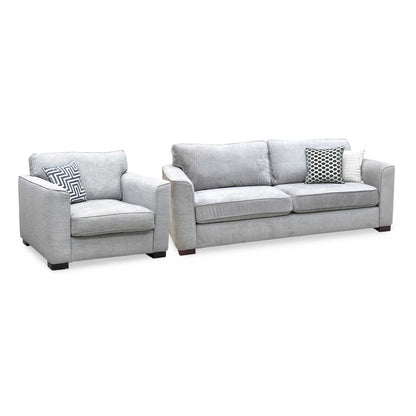 'Elora’ Warm Grey Fabric Set - 4 Seater + Large Armchair Sofa Set