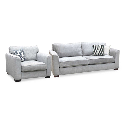 'Elora’ Warm Grey Fabric Set - 4 Seater + Large Armchair Sofa Set
