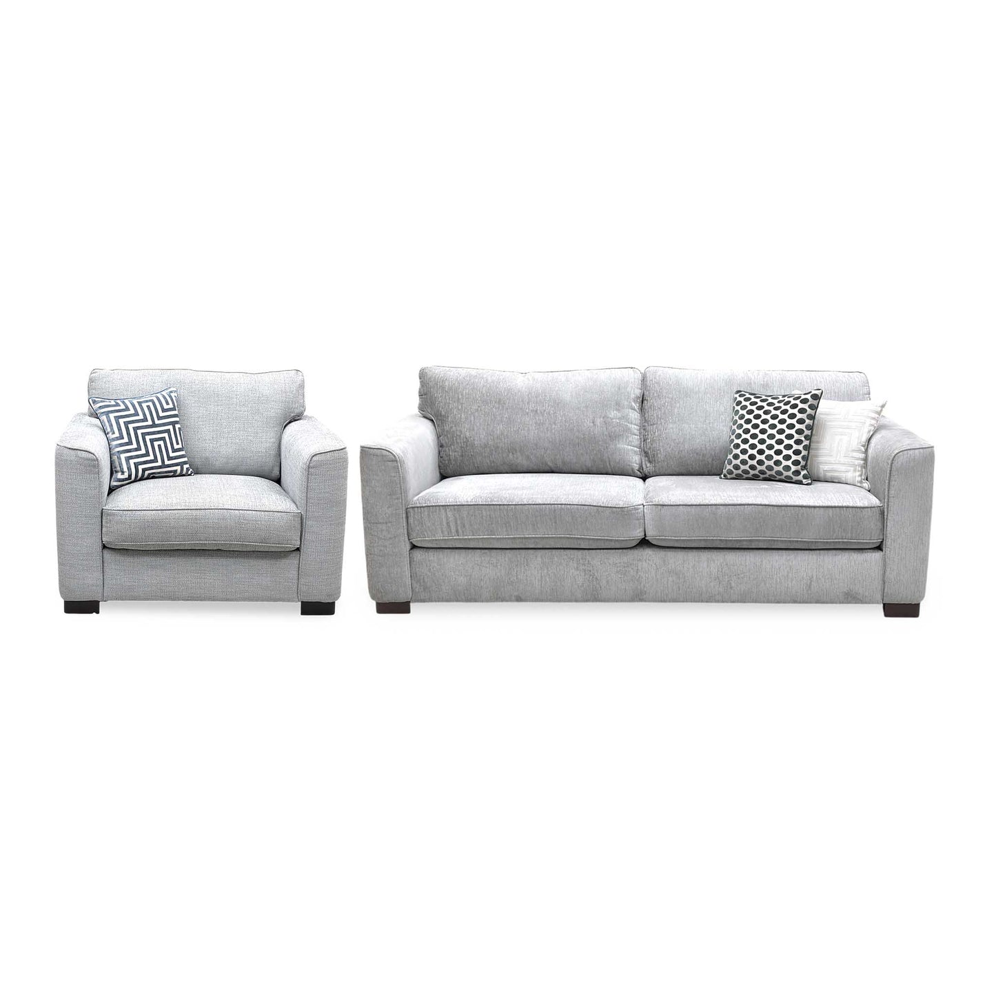 'Elora’ Warm Grey Fabric Set - 4 Seater + Large Armchair Sofa Set