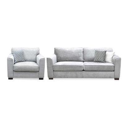 'Elora’ Warm Grey Fabric Set - 4 Seater + Large Armchair Sofa Set