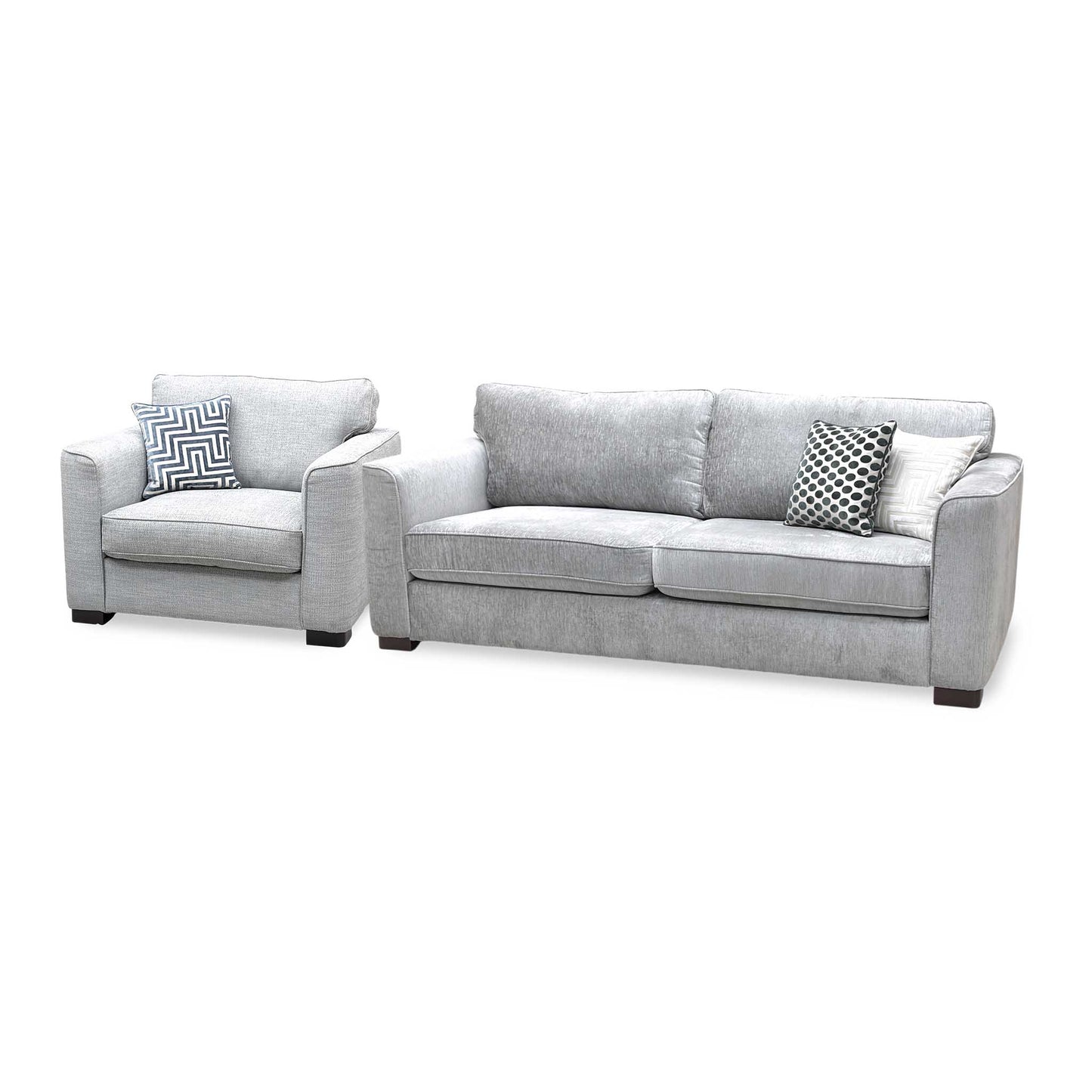 'Elora’ Warm Grey Fabric Set - 4 Seater + Large Armchair Sofa Set
