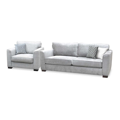 'Elora’ Warm Grey Fabric Set - 4 Seater + Large Armchair Sofa Set