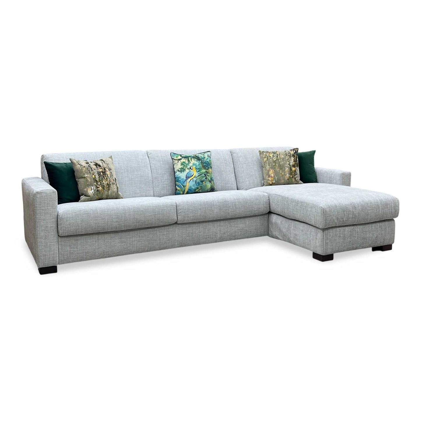 'Alcova’ Grey Fabric 3 Seater Sofa Bed with Storage Chaise Furniture Village