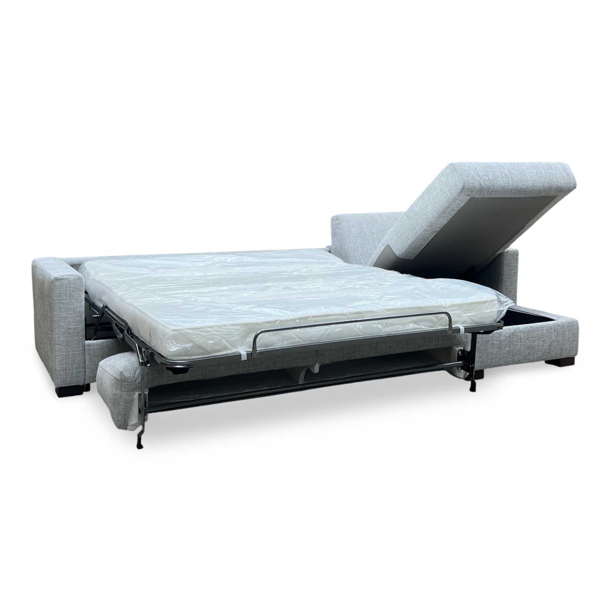 'Alcova’ Grey Fabric 3 Seater Sofa Bed with Storage Chaise Furniture Village