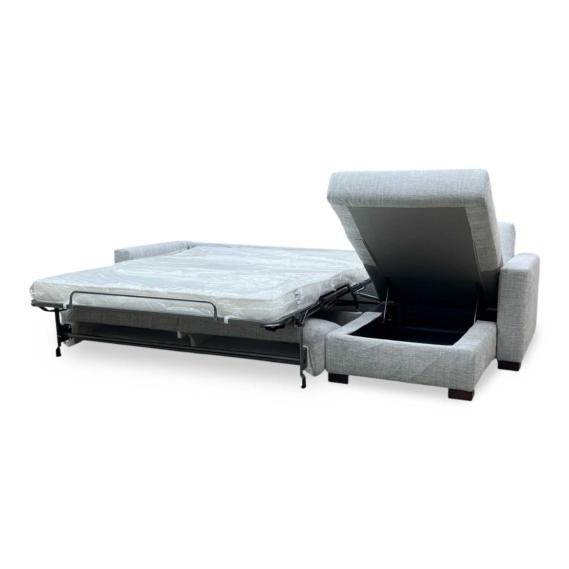 'Alcova’ Grey Fabric 3 Seater Sofa Bed with Storage Chaise Furniture Village