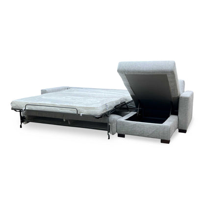 'Alcova’ Grey Fabric 3 Seater Sofa Bed with Storage Chaise Furniture Village