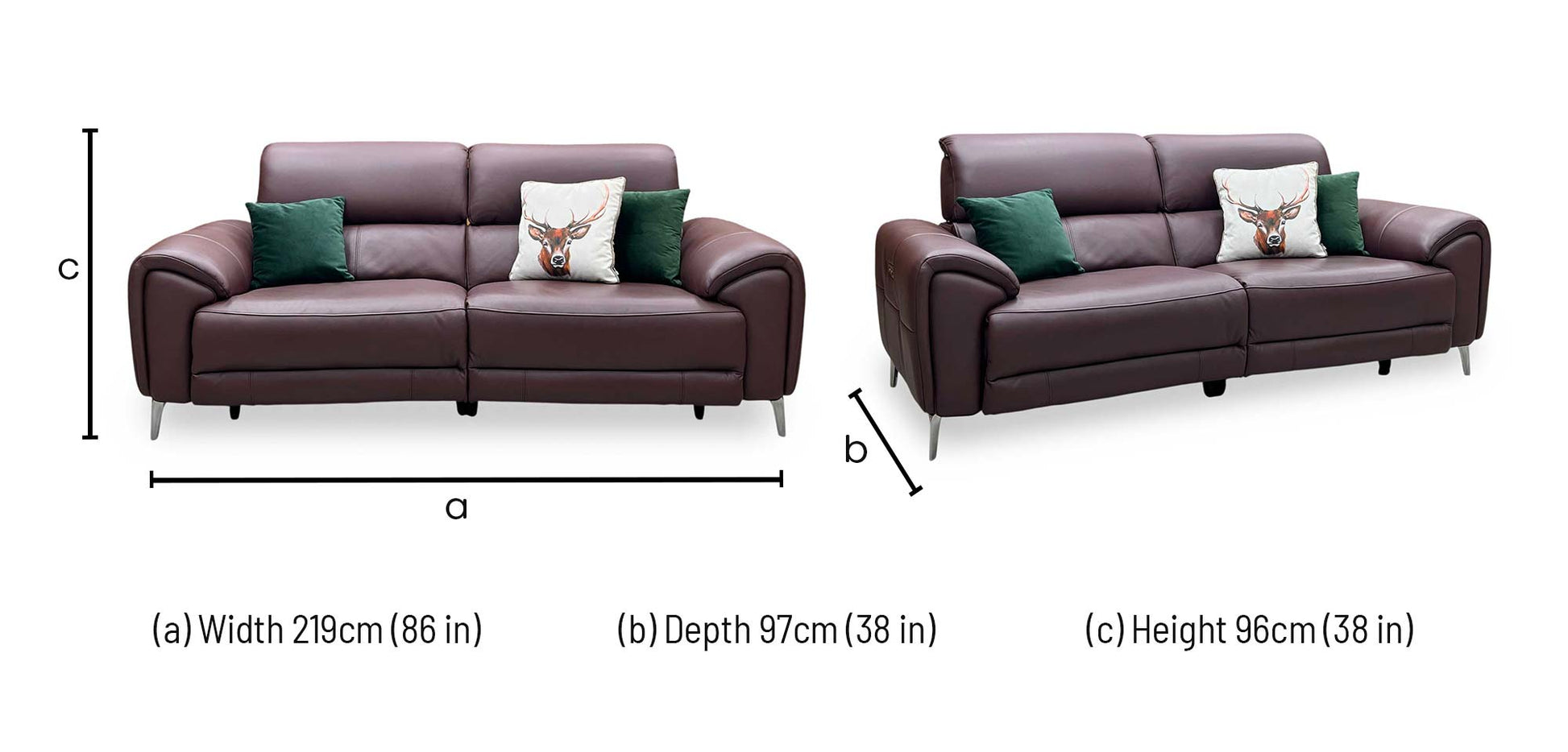 ‘Vino’ Cat-40_30 Oslo Mulberry Leather 3 Seater Power Recliner Sofa with Power Headrests and Heated Seats Furniture Village