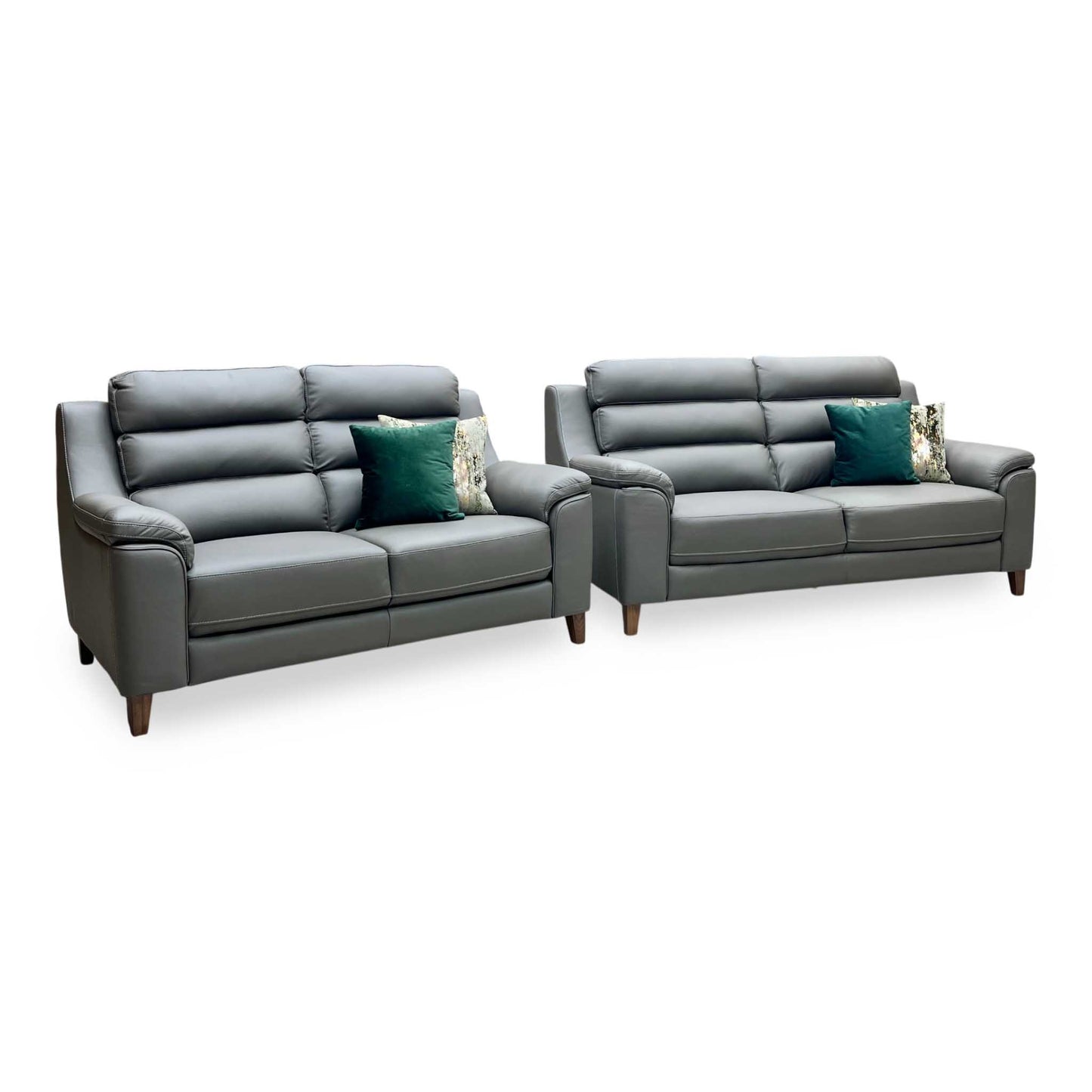 ‘Preston’ Dark Grey Full Leather 3 + 2 Seater Sofa Set Thornbrook (a Joseph James brand)