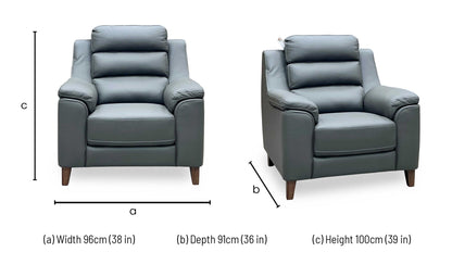 ‘Preston’ Dark Grey Full Leather Armchair Thornbrook (a Joseph James brand)