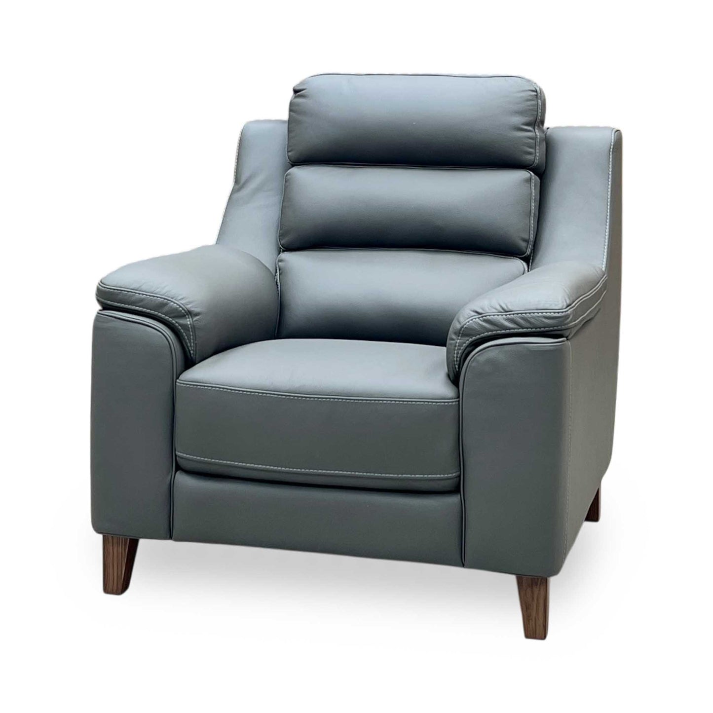 ‘Preston’ Dark Grey Full Leather Armchair Thornbrook (a Joseph James brand)