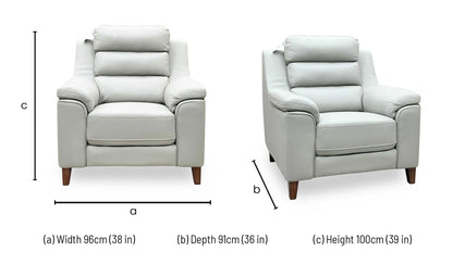 ‘Preston’ Pearl Grey Full Leather Armchair Thornbrook (a Joseph James brand)