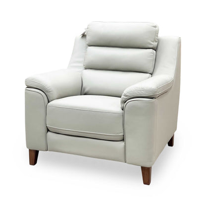 ‘Preston’ Pearl Grey Full Leather Armchair Thornbrook (a Joseph James brand)