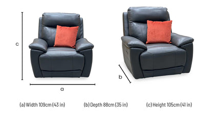 'Sloane' Cat-35_01 Florida Graphite Grey Leather Power Recliner Armchair Furniture Village