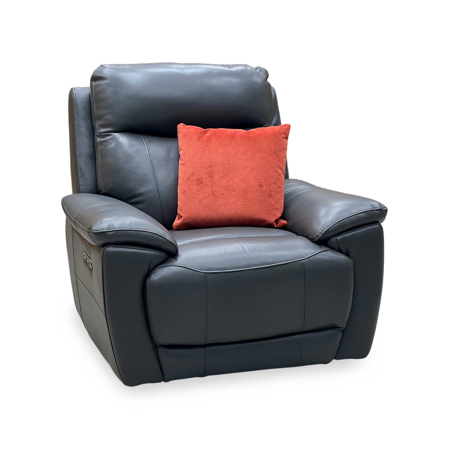 'Sloane' Cat-35_01 Florida Graphite Grey Leather Power Recliner Armchair Furniture Village