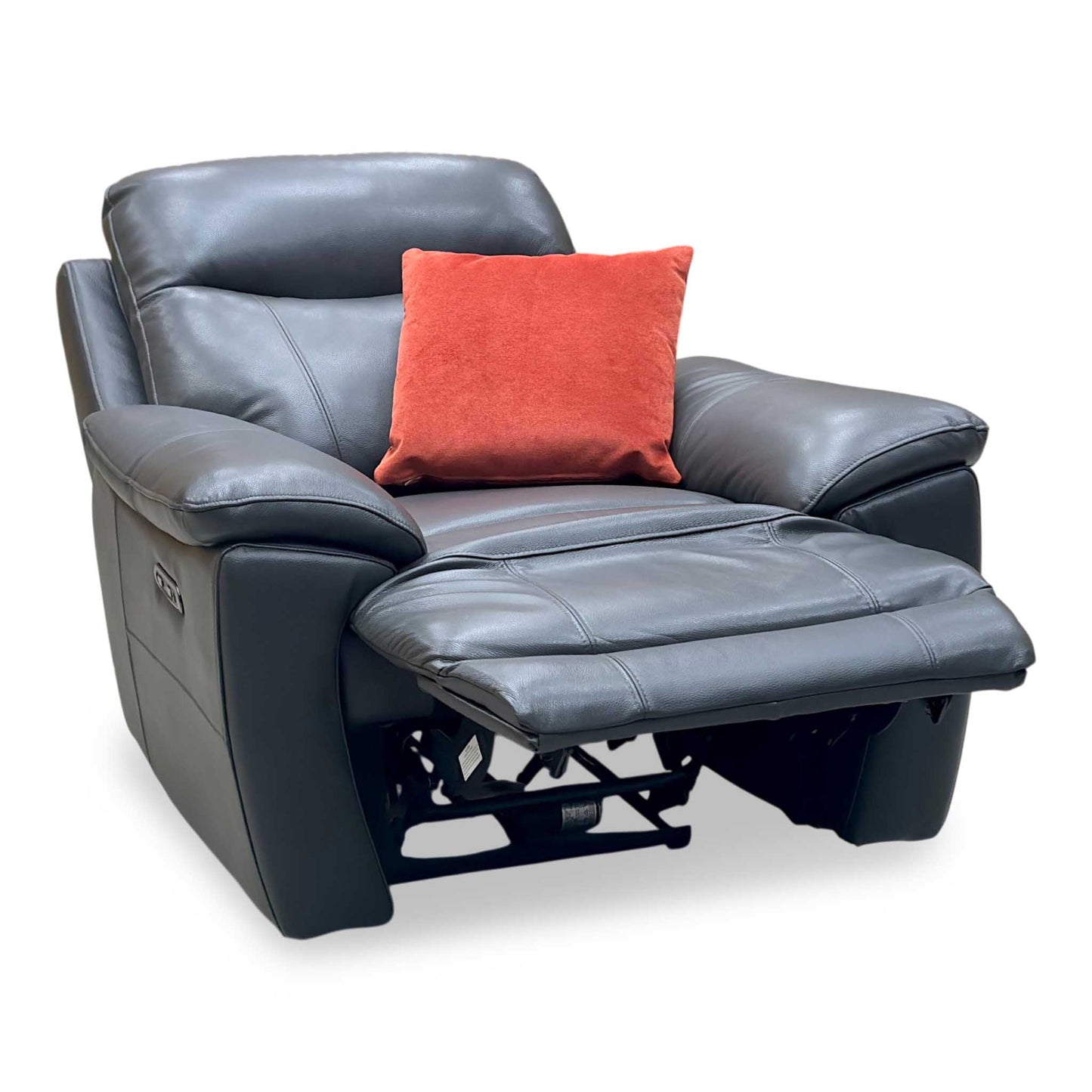 'Sloane' Cat-35_01 Florida Graphite Grey Leather Power Recliner Armchair Furniture Village