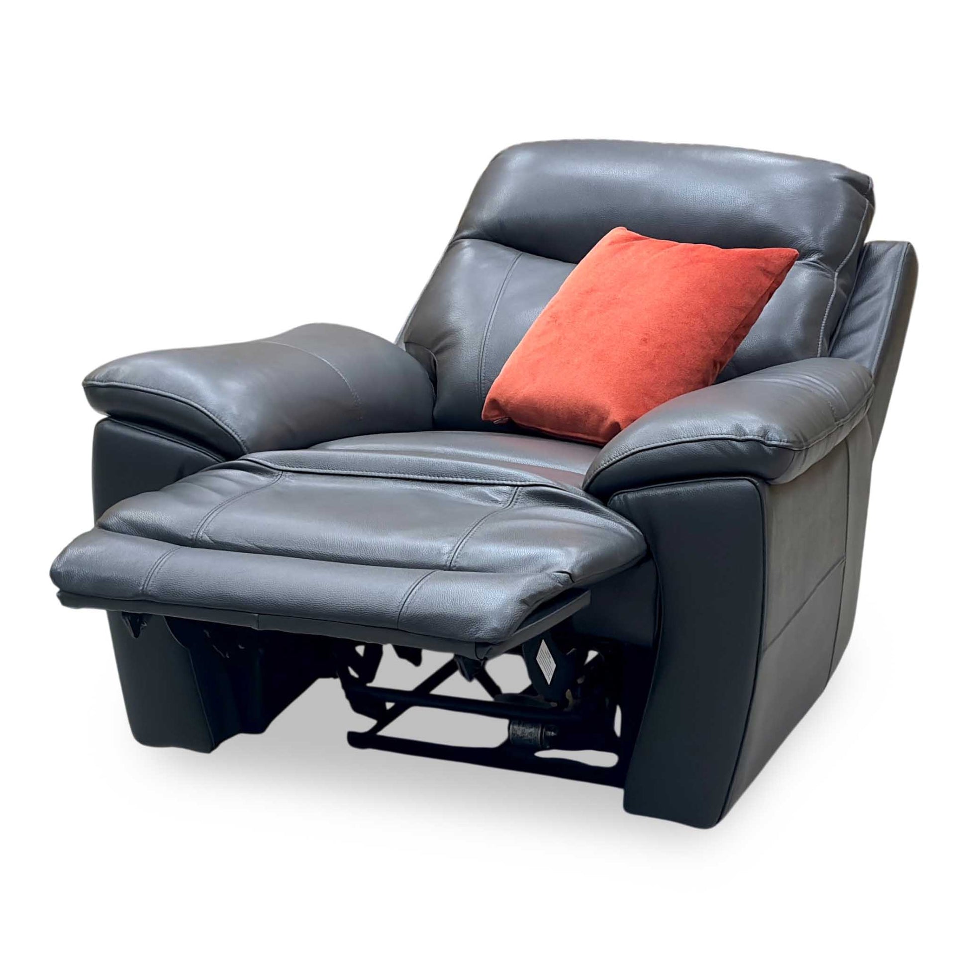 'Sloane' Cat-35_01 Florida Graphite Grey Leather Power Recliner Armchair Furniture Village