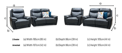 ‘Sloane’ Cat-35_01 Florida Graphite Grey Leather 2 Seater Sofa + Armchair Power Recliner Set Furniture Village