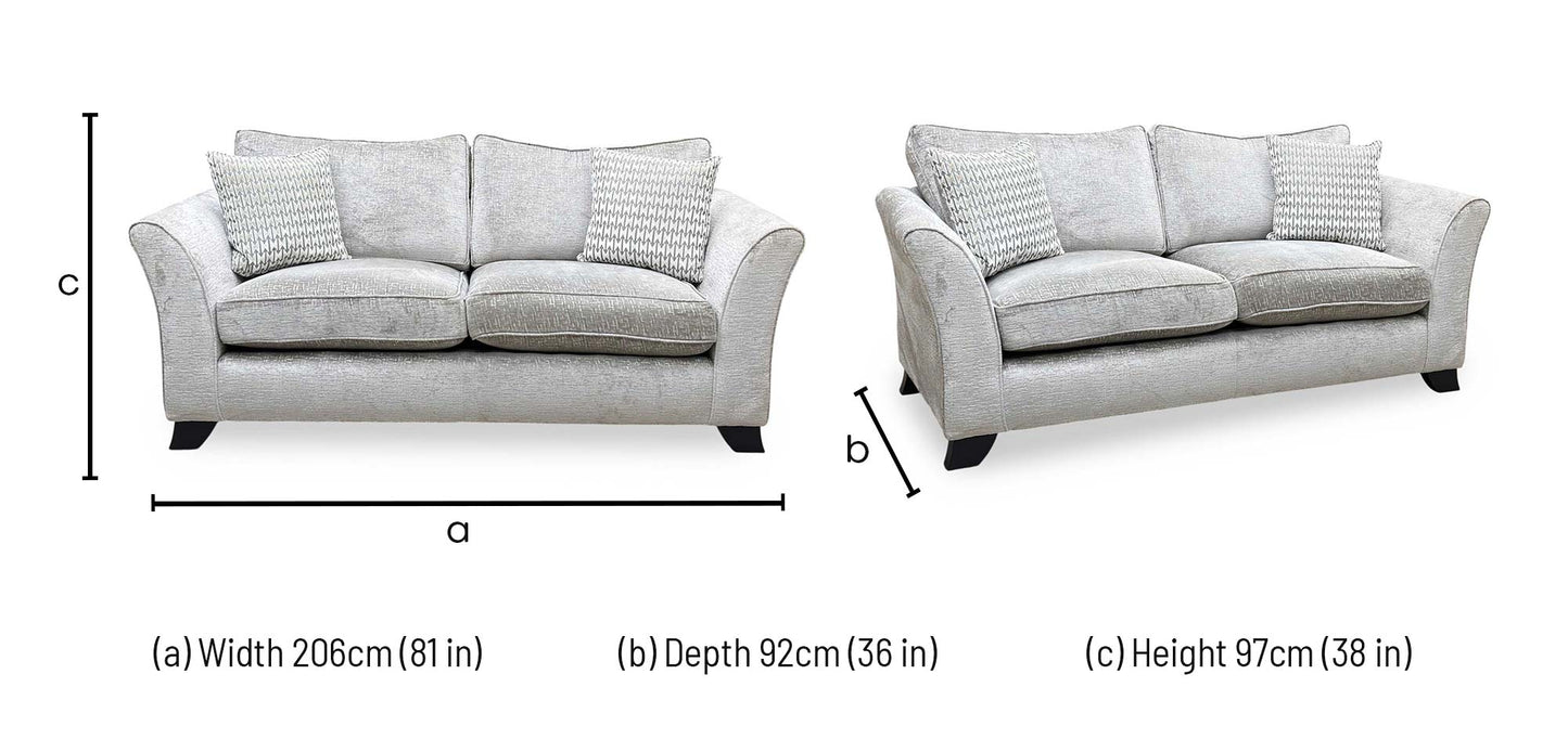 ‘Sasha’ Alexandra Truffle Chenille Fabric 3 Seater Sofa Furniture Village