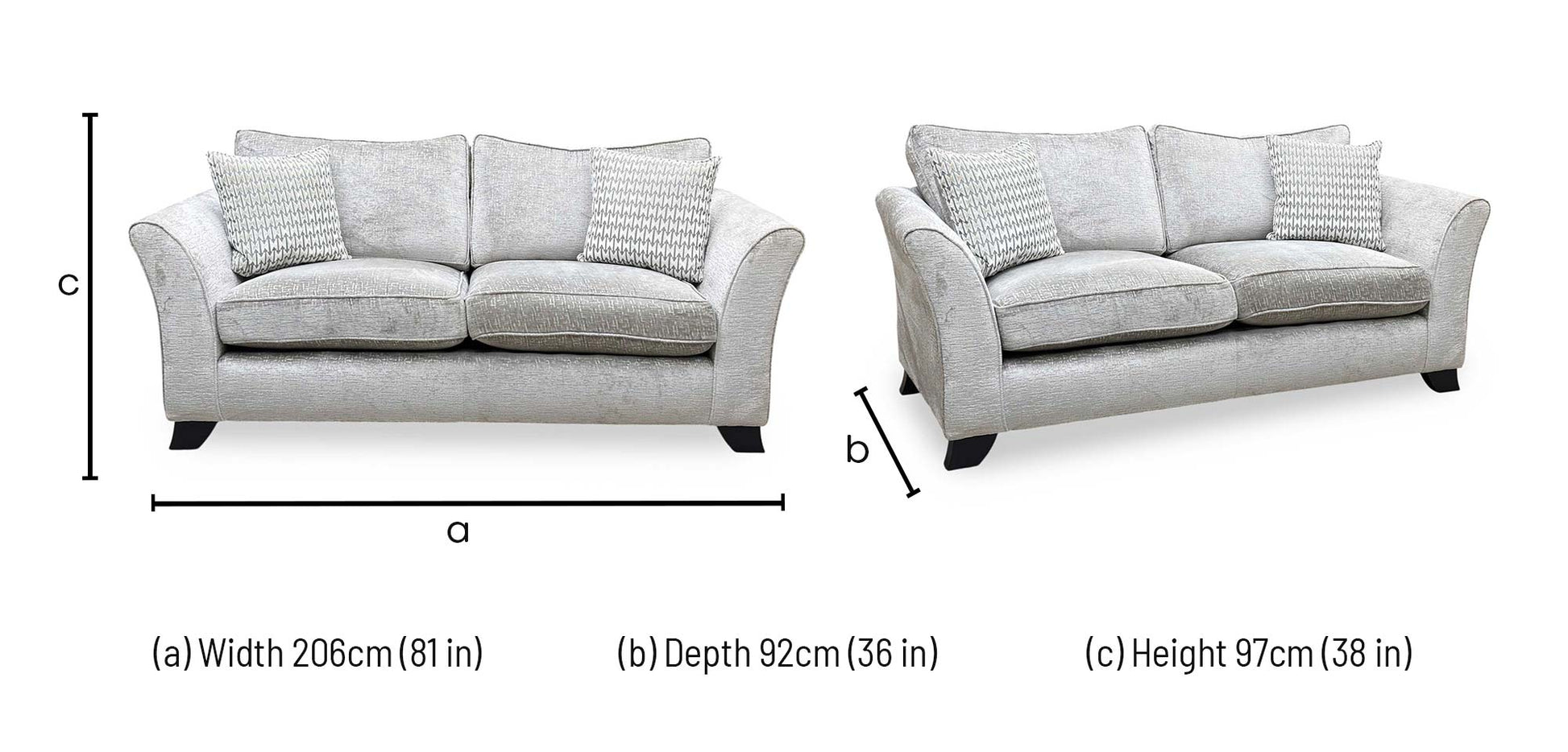 ‘Sasha’ Alexandra Truffle Chenille Fabric 3 Seater Sofa Furniture Village