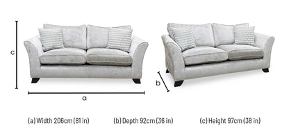 ‘Sasha’ Alexandra Truffle Chenille Fabric 3 Seater Sofa Furniture Village